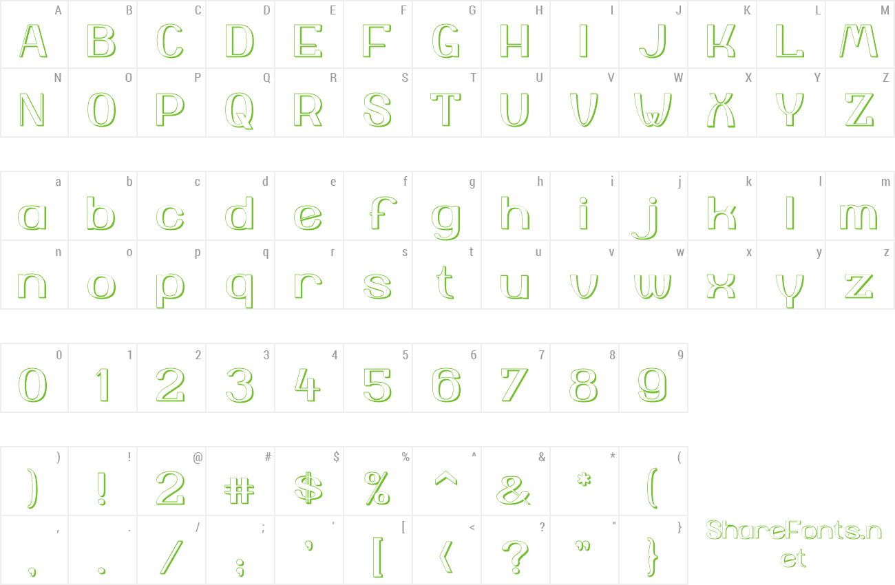 Font Yiggivoo Unicode 3D preview